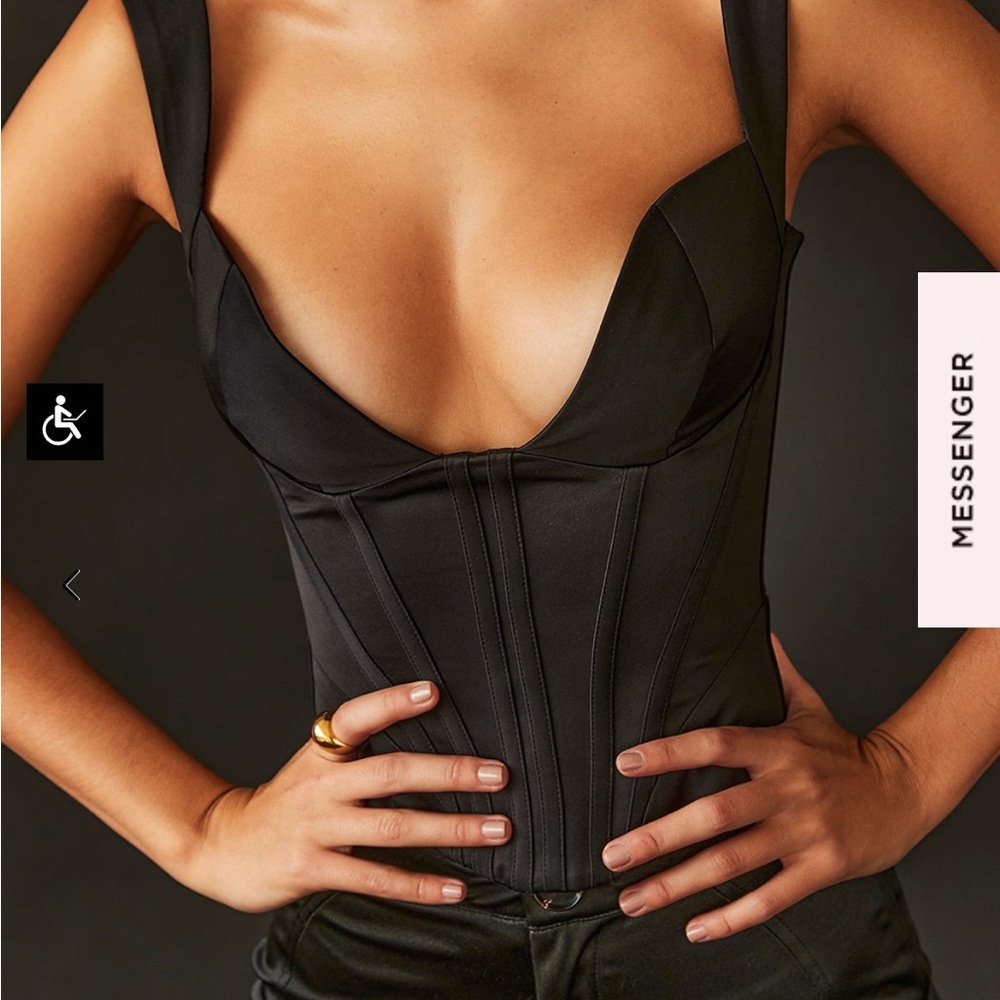 House of CB Liberty Corset in Black Satin, Size A-C